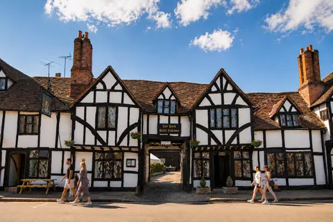 Timber-framed Kings Arms frontage on the High Street