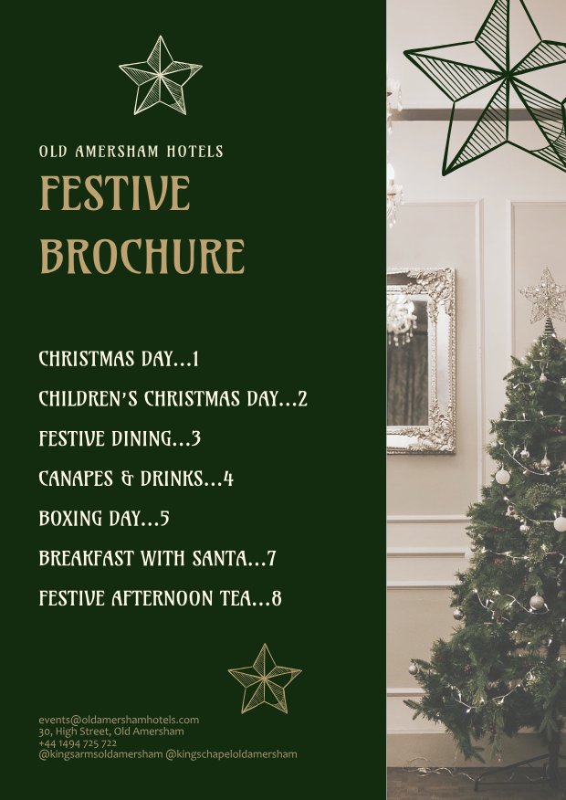 Old Amersham Hotels festive brochure cover